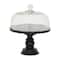 Black Wood and Glass Farmhouse Cake Stand with Cloche, 14" x 12" x 12"